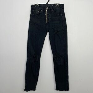 𝅺PISTOLA Nico very distressed ring zipper buttons fly cropped jeans